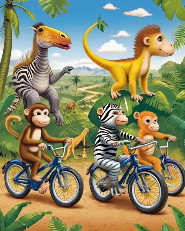 Zebra monkey on a bike