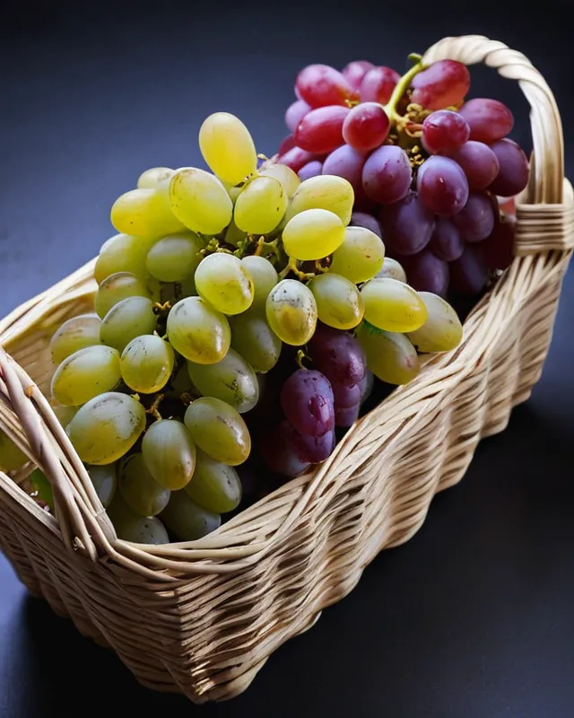 A basket containing a lot of grapes