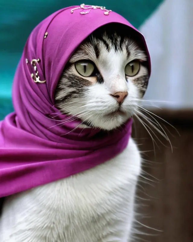 A Muslim cat, wears hijab - Free AI Photo Generator - starryai
