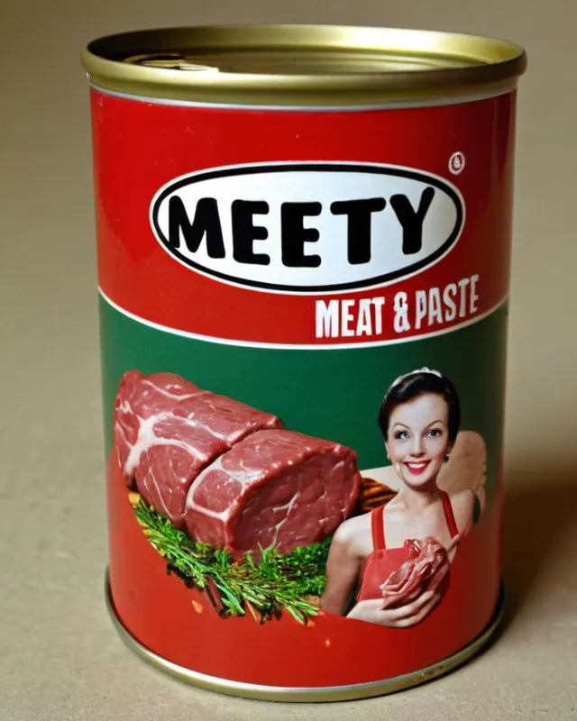 Fancy "Meety" meat paste in a can, 12 percent real meat flavored product