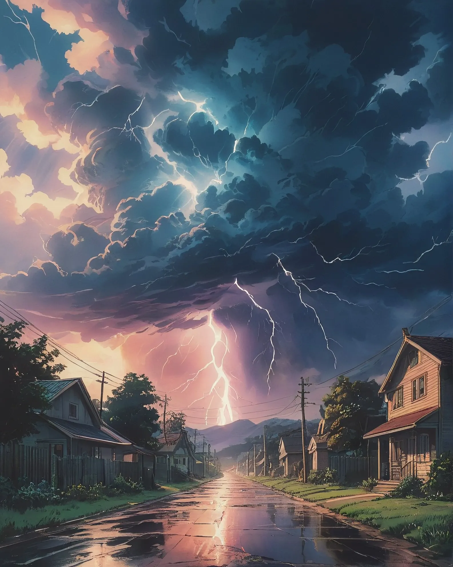 A lightening thunderstorm at mood - Free AI Photo Generator - starryai