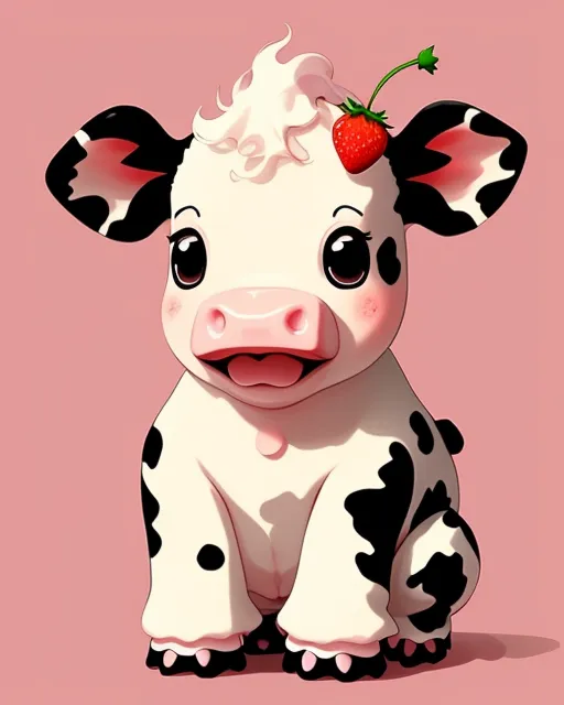 Cute baby strawberry cow 