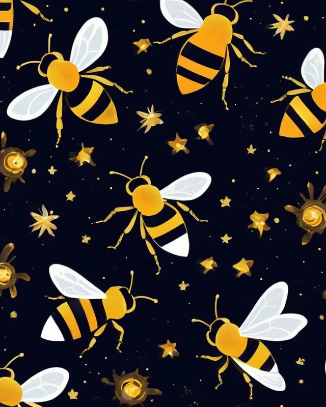 Bees in space painting gold colors