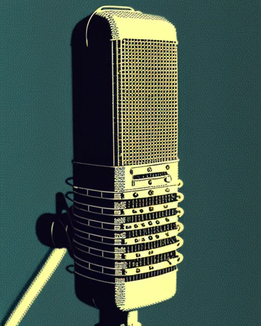 Vintage microphone and antique radio