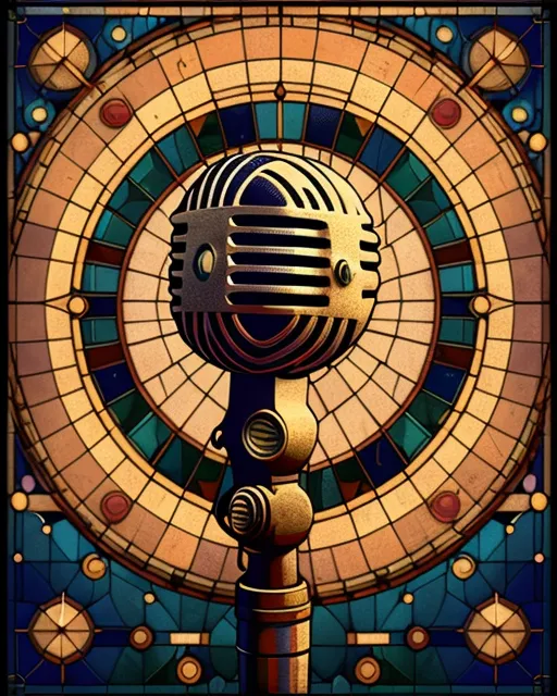 Vintage microphone and antique radio