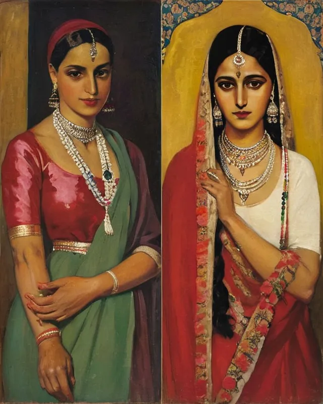 Tawaif painting by Nihâl Chand, Raja Ravi Verma, and Amrita Sher-Gil  