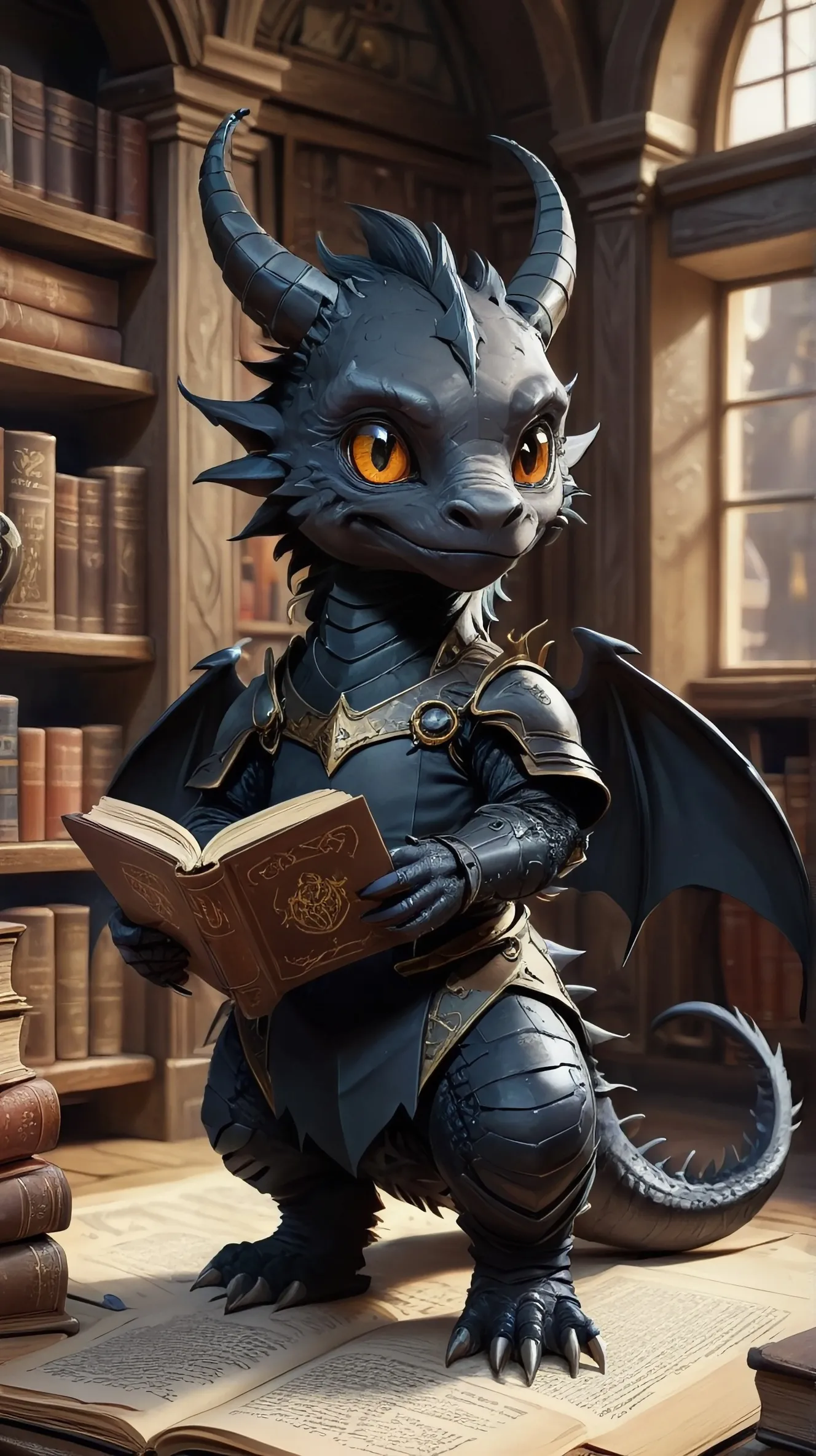 dragon a book - Free AI Photo Generator - starryai