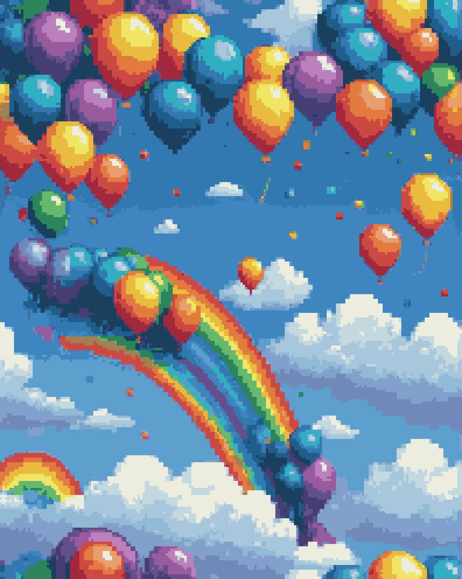 Rainbow balloons sky - Free AI Photo Generator - starryai