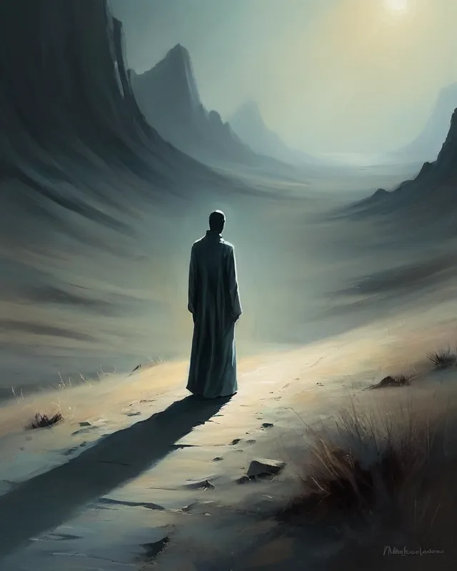 Painting a solitary figure on a - Free AI Photo Generator - starryai