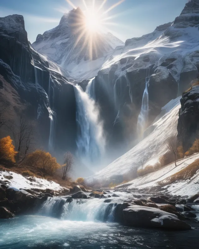 Fantasy snowy mountain, hyper out - Free AI Photo Generator - starryai