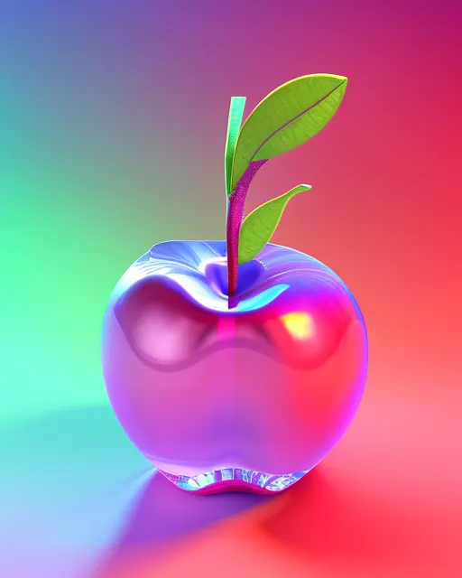 A glass apple with a swirl inside, colorful garden background , 3d, digital artwork 4 k, realistic digital art, beautiful digital artwork, highly detailed digital art, amazing wallpaper, hetrochromia 