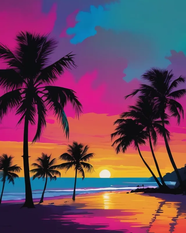 A tropical beach scene a vibrant - Free AI Photo Generator - starryai