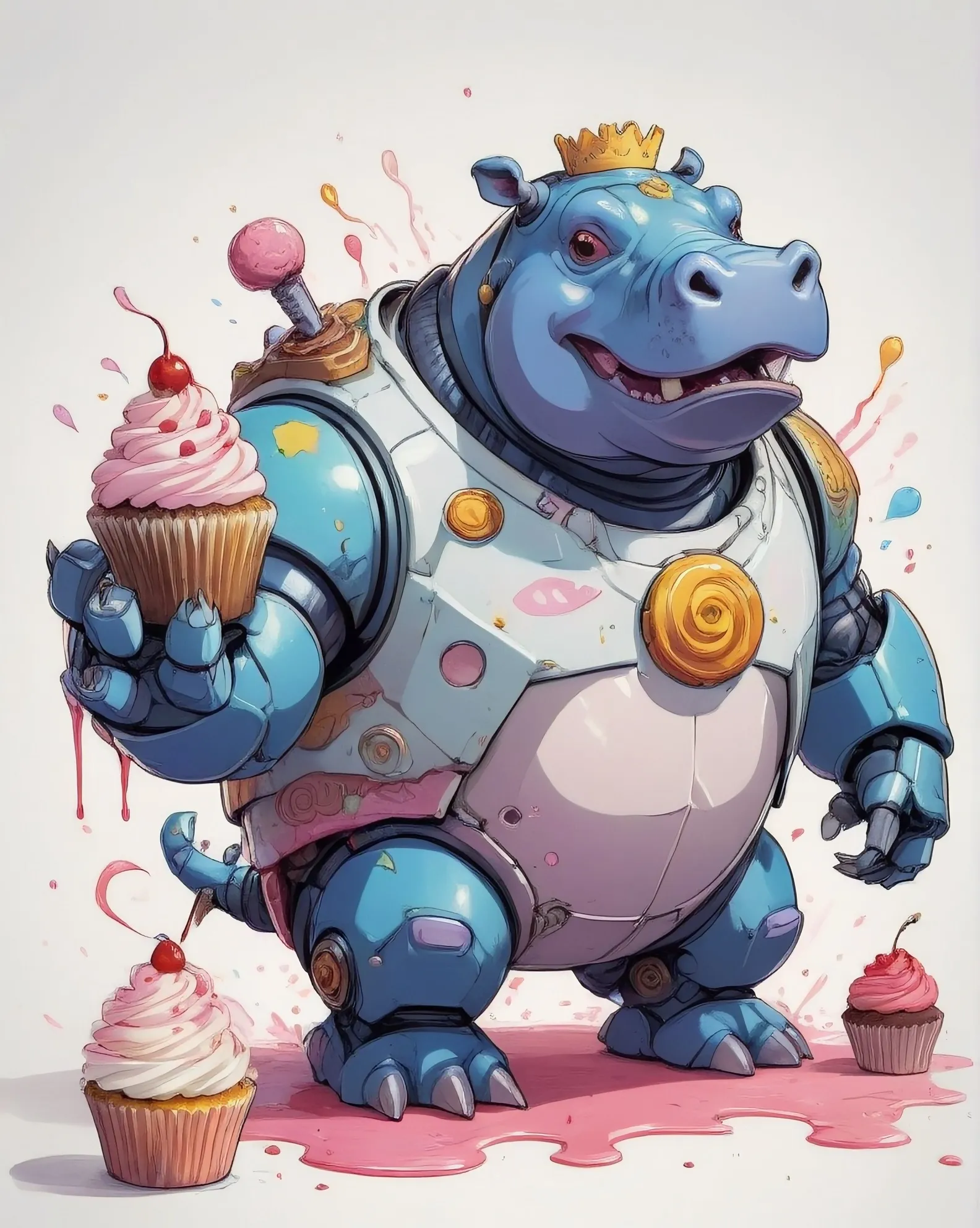 Robot Hippo Birthday - Free AI Photo Generator - starryai