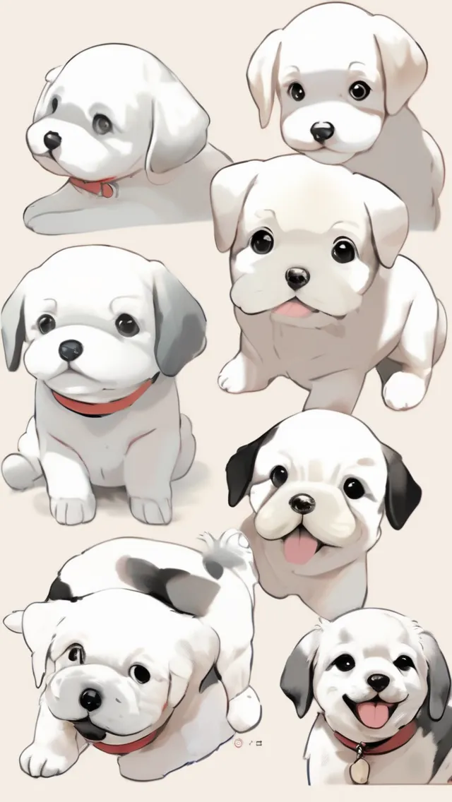 line drawing cute puppies