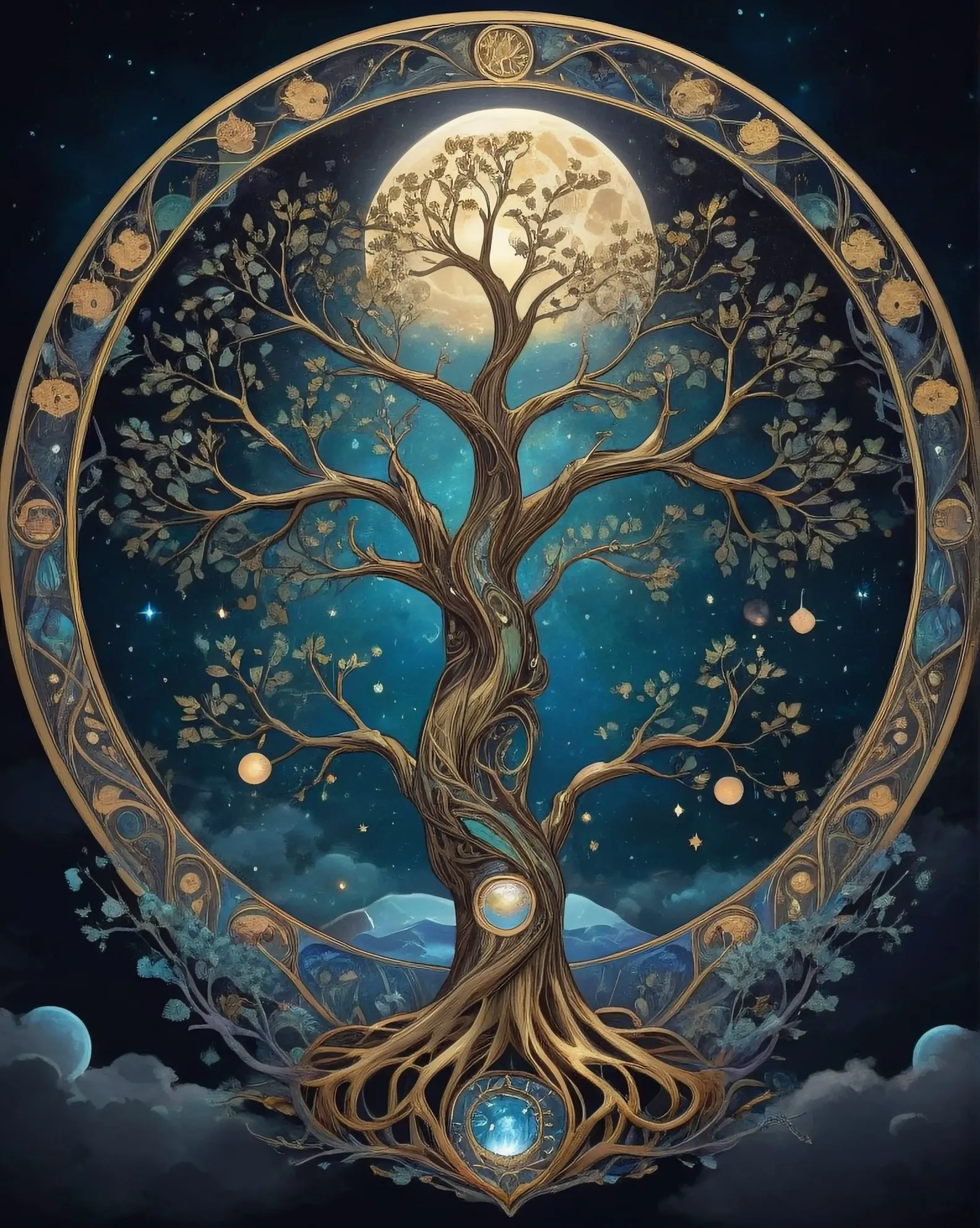 A shimmering cosmic Tree Life Art - Free AI Photo Generator - starryai