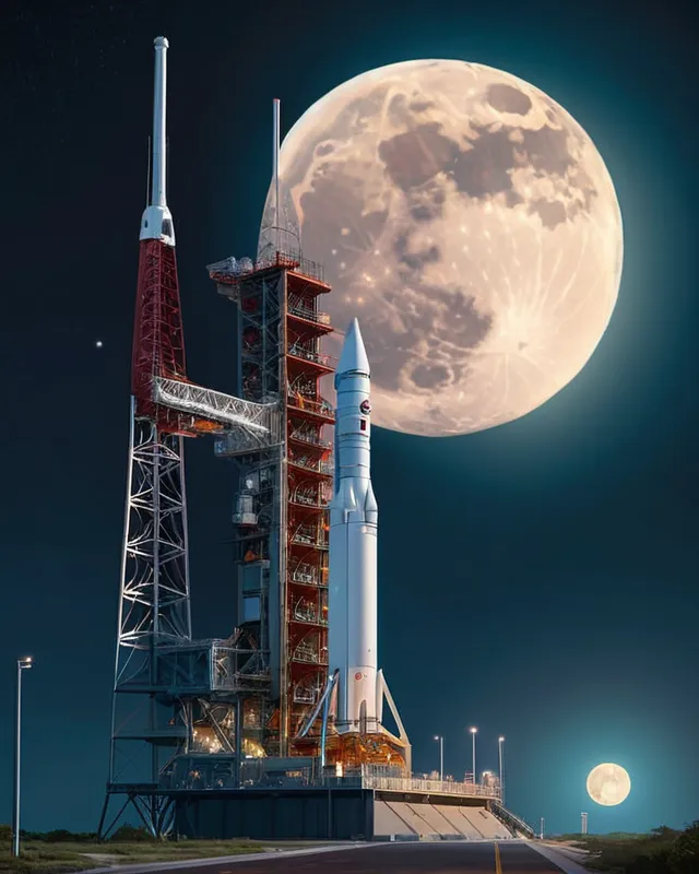 Nighttime, a multistage NASA on - Free AI Photo Generator - starryai