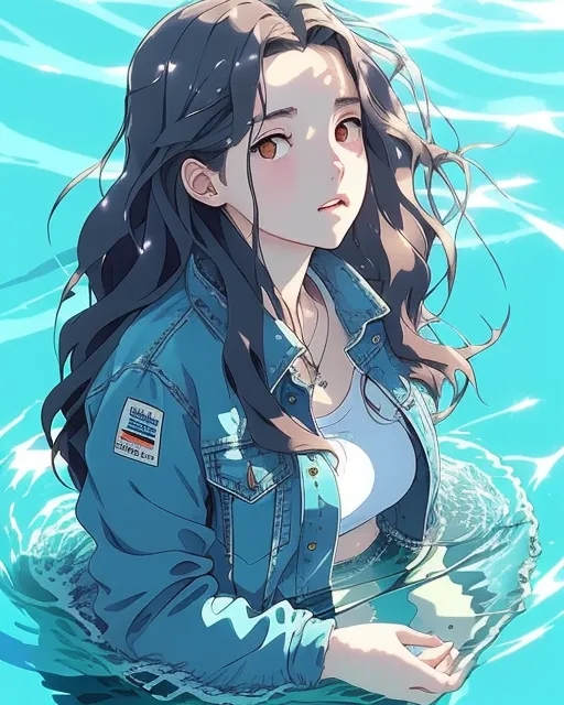 A girl long wavy hair dressed - Free AI Photo Generator - starryai
