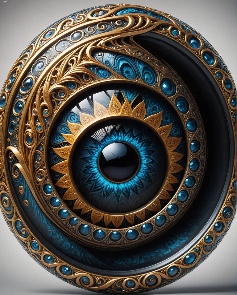 Eye ball with the earth sitting in side with a tear in drop at the corner of the eye gray black green blue red 3D  view 