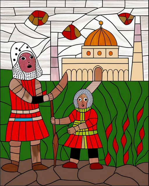 Assyrian siege on Jerusalem, biblical, stained glass