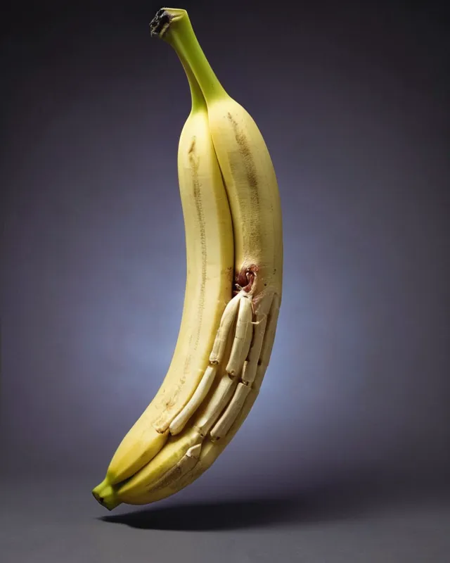 Organs, Nerves, Vascular and Skeletal Systems of a Banana, disturbing, morbid