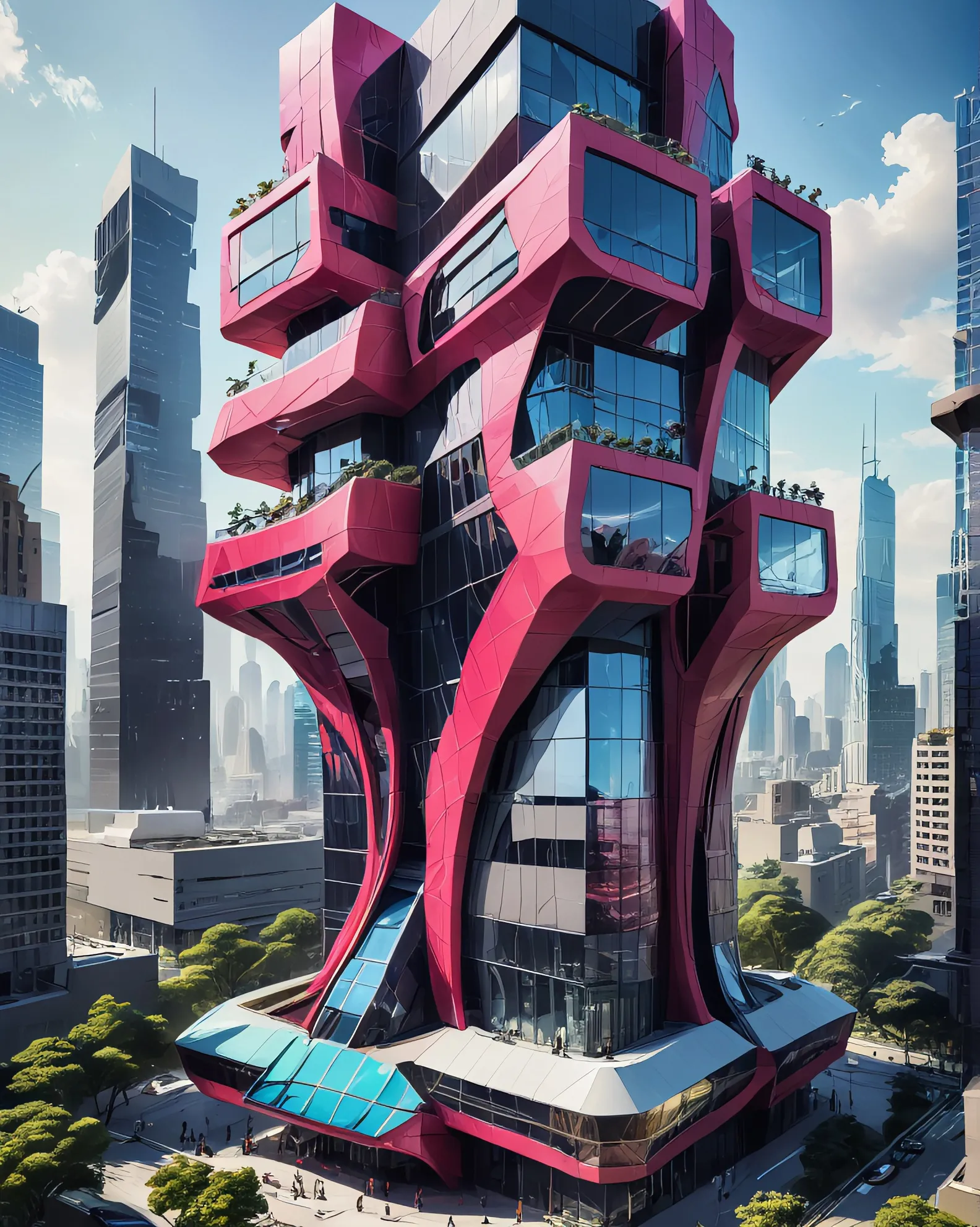 Futuristic Urban Office Building 