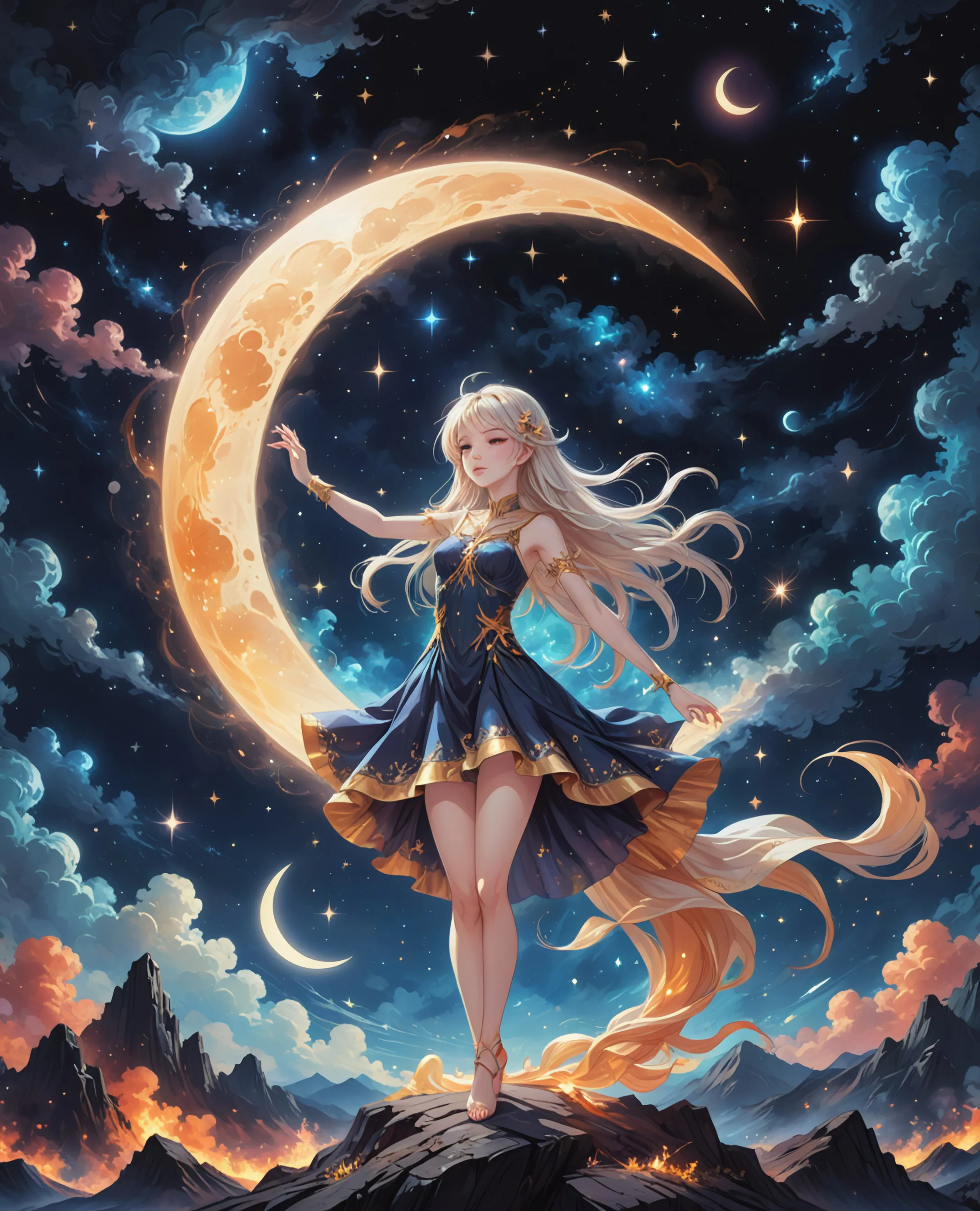 moon stars - Free AI Photo Generator - starryai