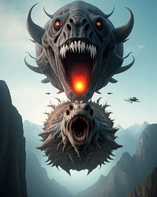 Mountain monster bursting out a - Free AI Photo Generator - starryai