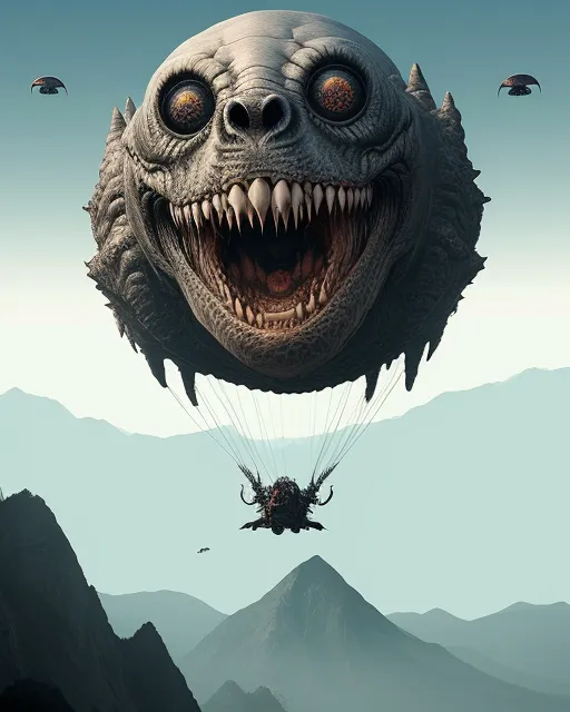 Mountain monster bursting out a - Free AI Photo Generator - starryai