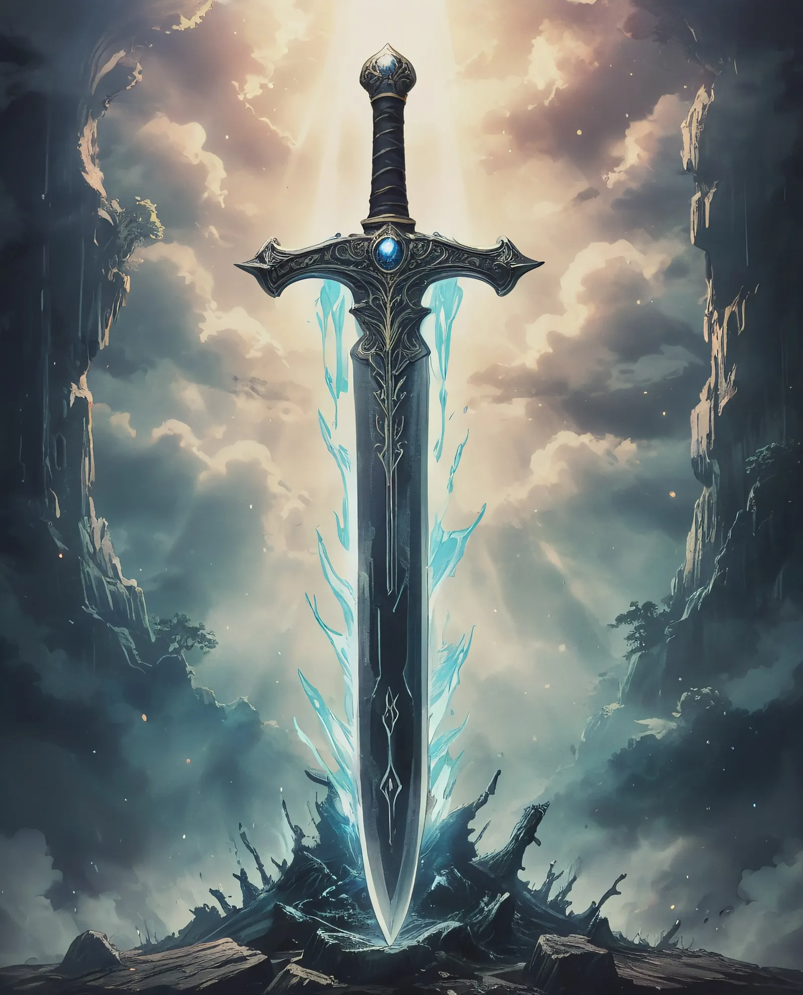 Large sword souls trapped inside - Free AI Photo Generator - starryai