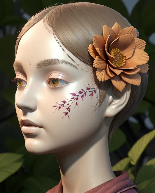 Flower faced, dancer garden, magical realism, hyperrealism 🌺🩰👧🏼🤸🏾‍♀️🥀, detailed, trending on artstation, zbrush central, octane render