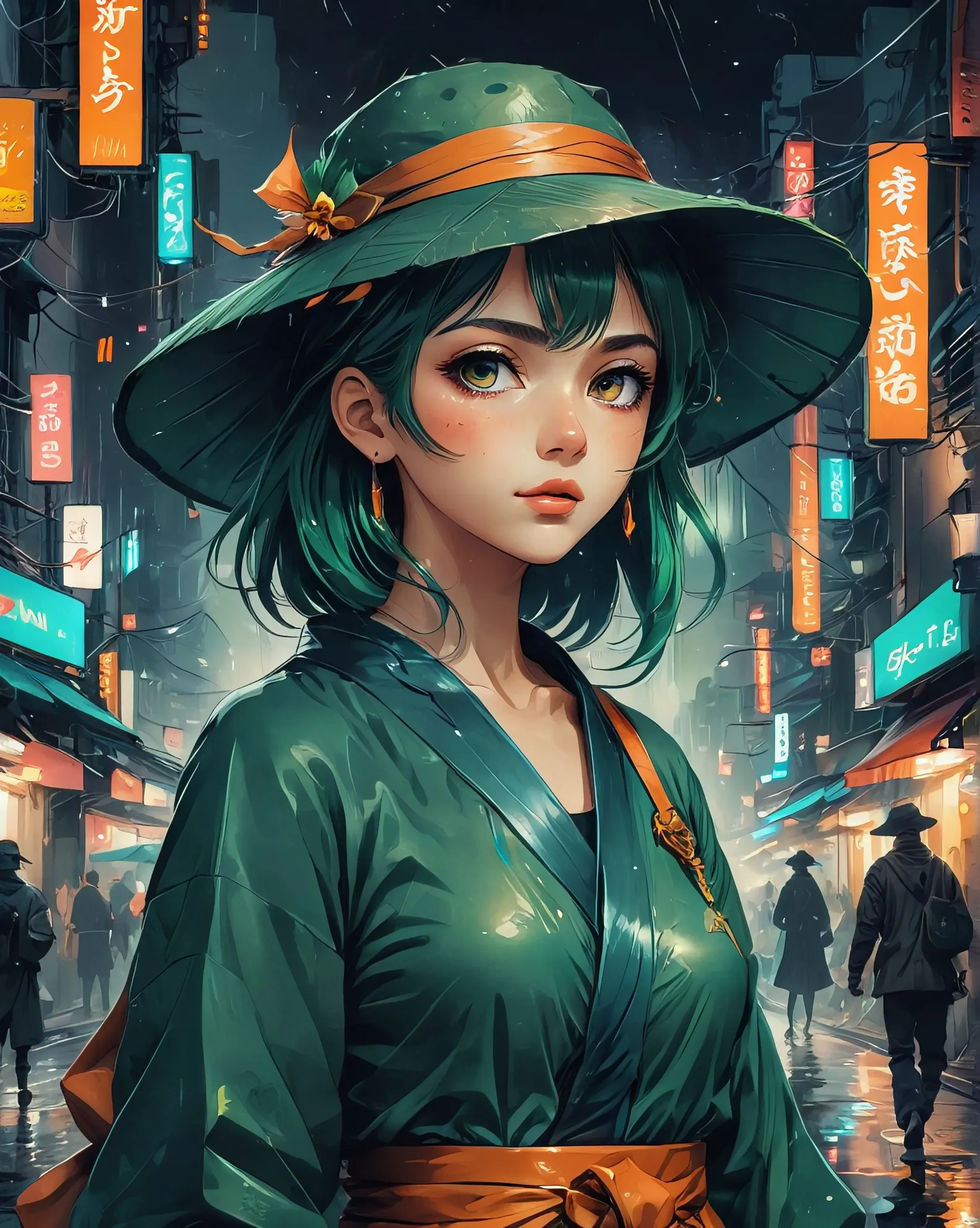 A young woman, dressed a dark a - Free AI Photo Generator - starryai