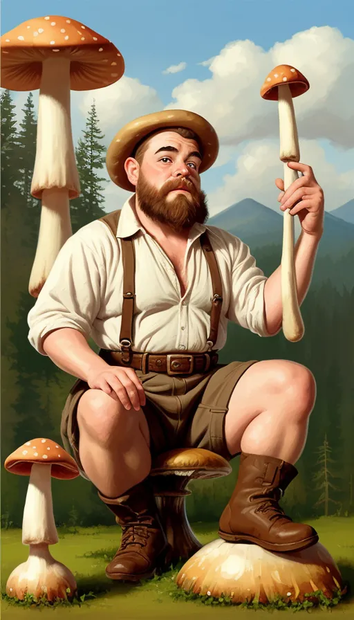 A dwarf sitting on a mushroom