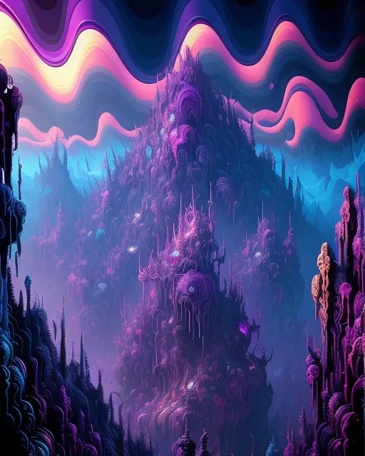 Chaotic abstract mountains, lots of colors