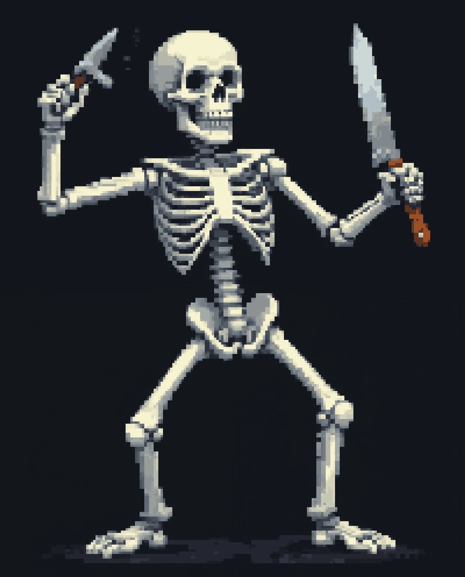 Dancing skeleton with a knife, digital painting,  digital illustration,  extreme detail,  digital art, ultra hd