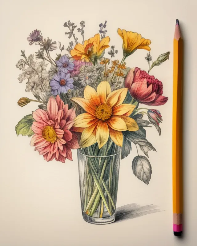 A pencil sketch a vintage colourful - AI Photo Generator - starryai