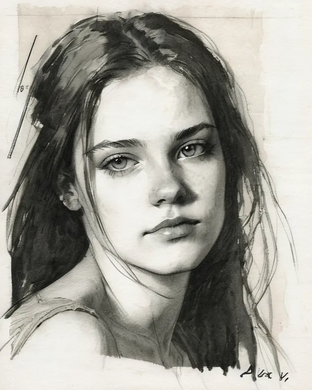 A quick pencil sketch a portrait a 20 - AI Photo Generator - starryai