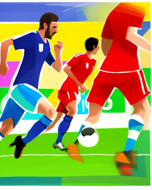 Euro 2024 soccer match, UEFA European championship, soccer players are running, crowd spectators cheering and shouting, Colorful geometric drawing, in style of wlad safronow, photography, depth of field, ultra detailed, bright colors, uplight, natural features, depth, vibrant, glossy, ultra high resolution, ultradetailed