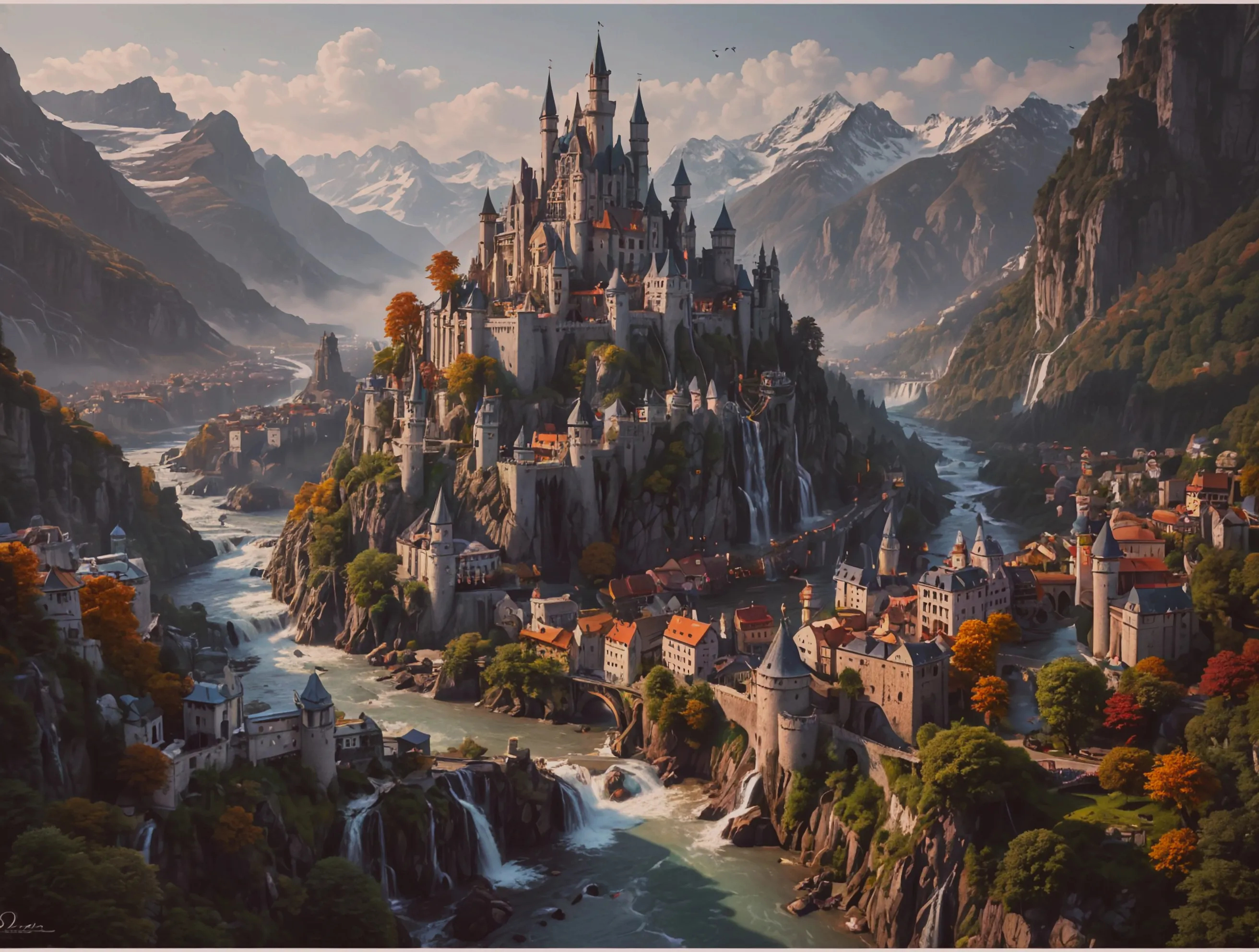 Bird's-eye view a medieval city - Free AI Photo Generator - starryai
