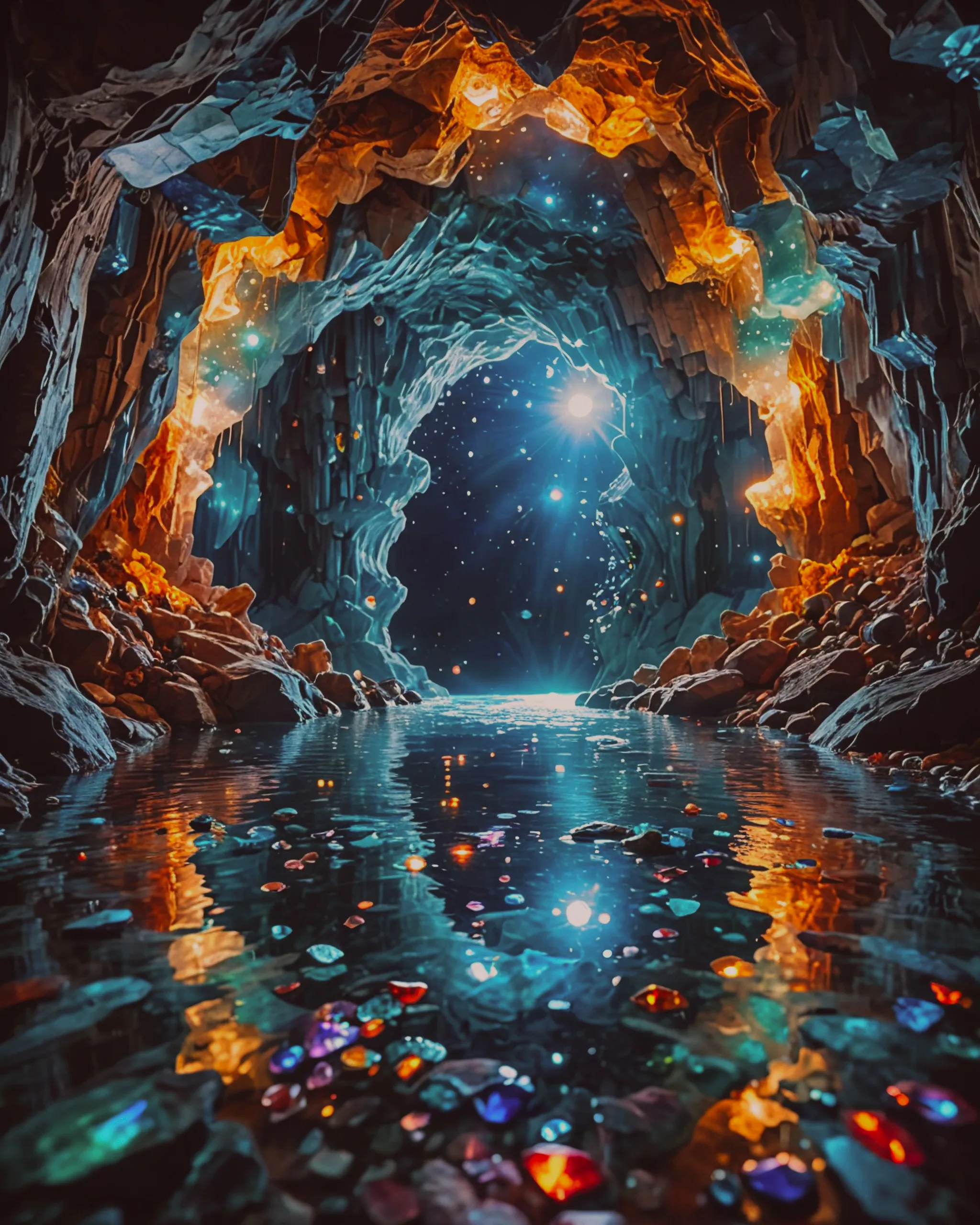A giant cave crystal waters its - Free AI Photo Generator - starryai