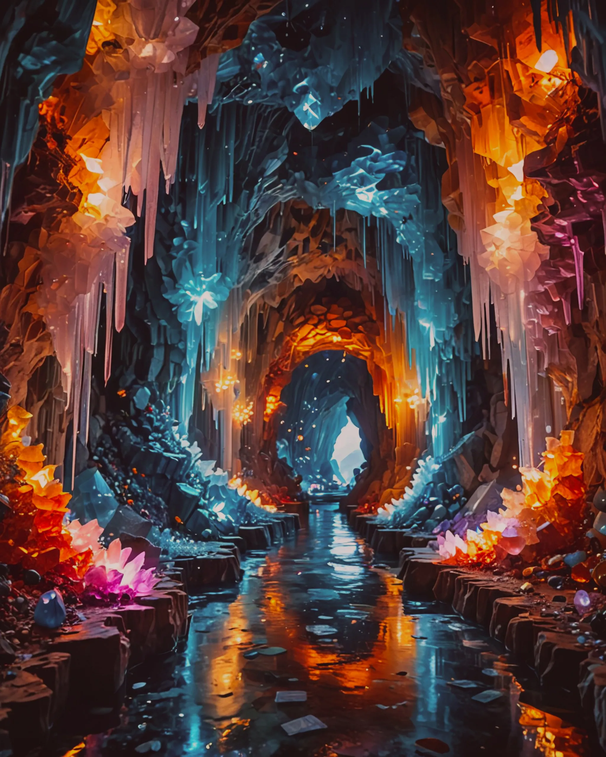 A giant cave crystal waters its - Free AI Photo Generator - starryai