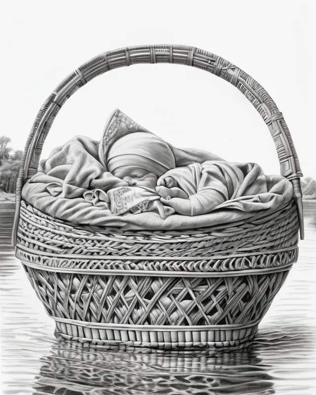 Baby Moses in a basket 