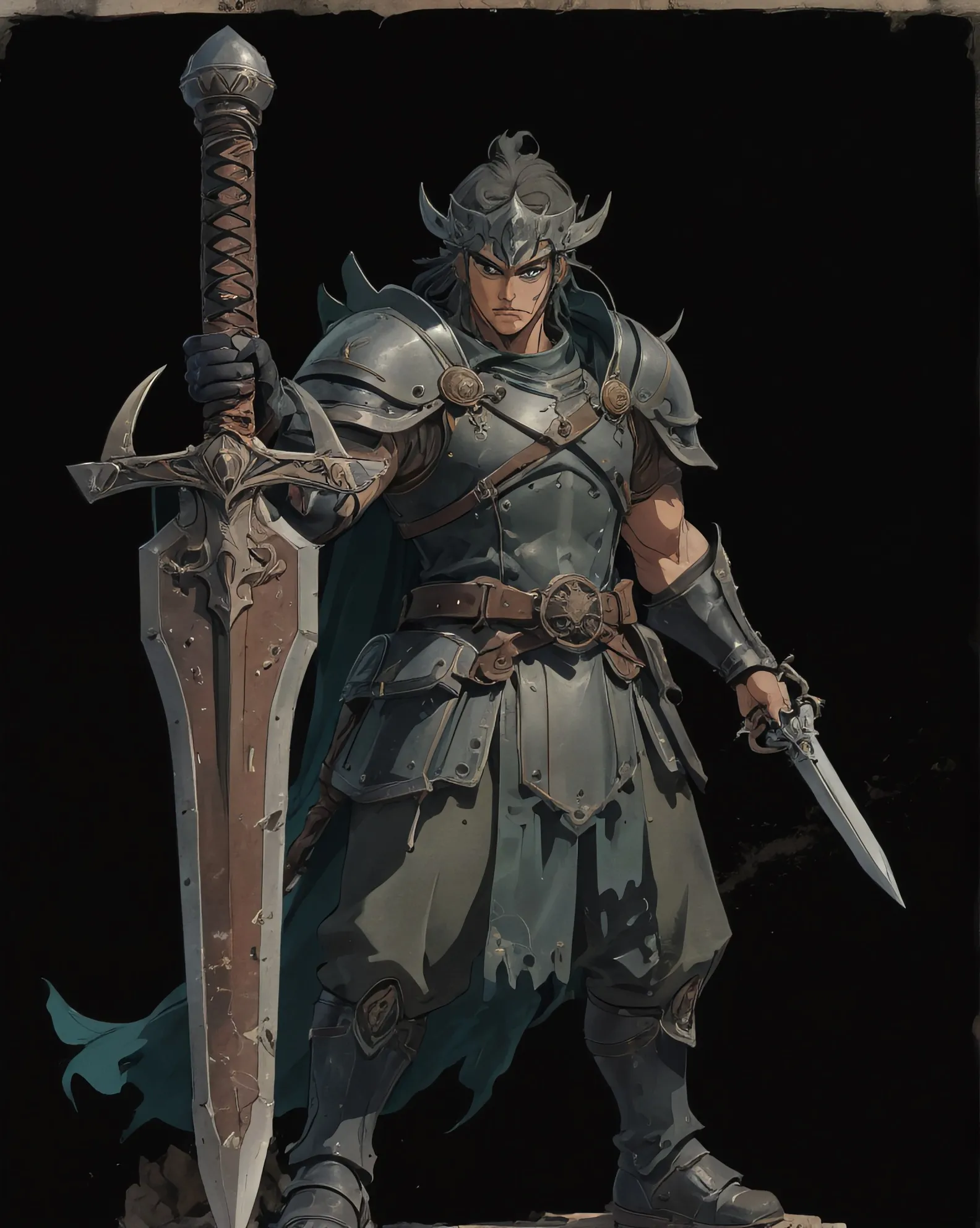 Warrior with large sword guards a crypts entrance