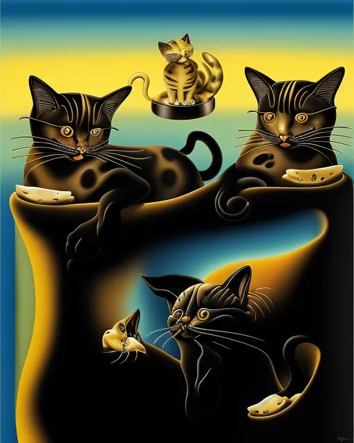 Melting Cats style Salvador Dali - Free AI Photo Generator - starryai