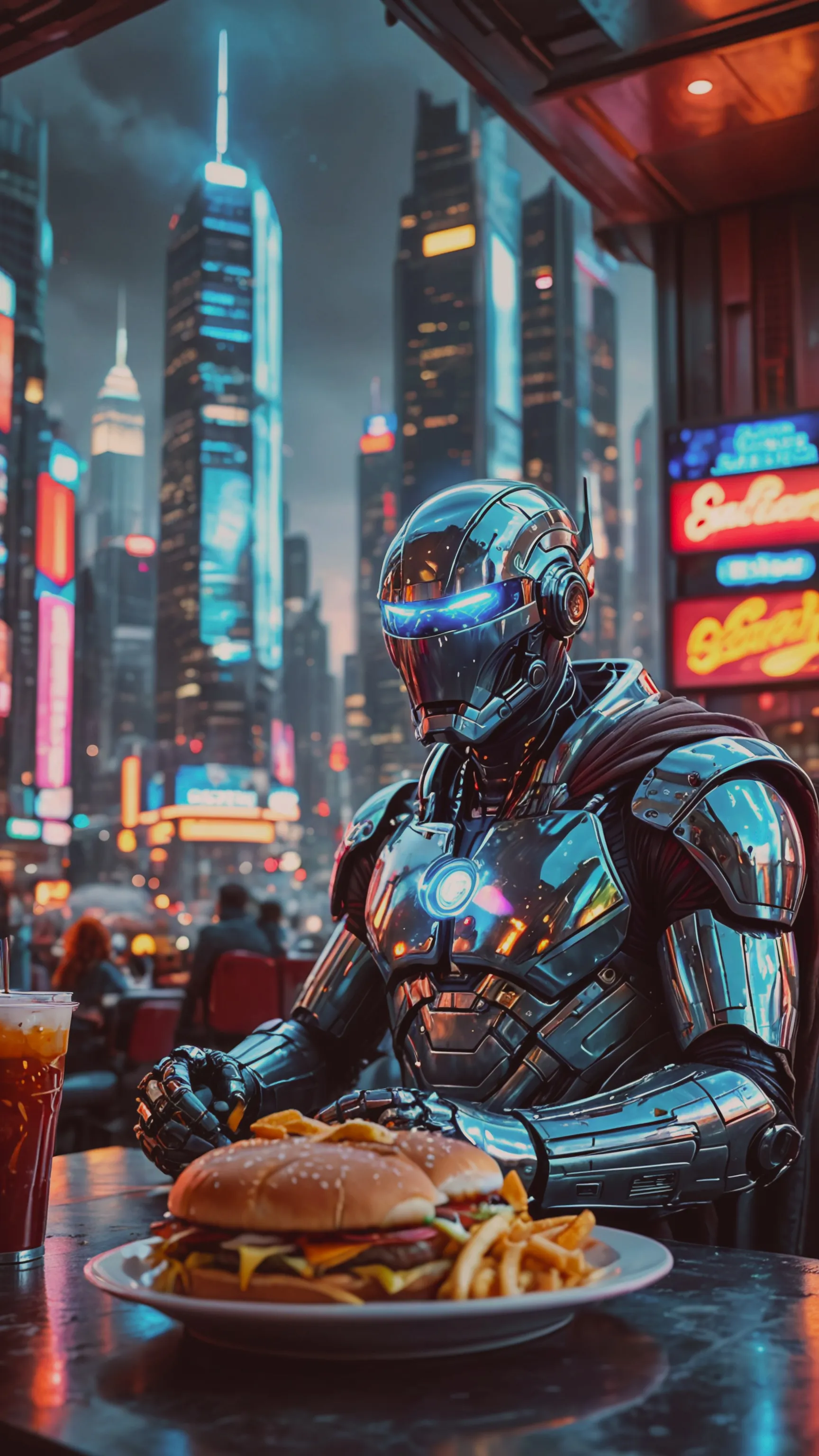 Meat Cyborg Cyborg fast food - Free AI Photo Generator - starryai