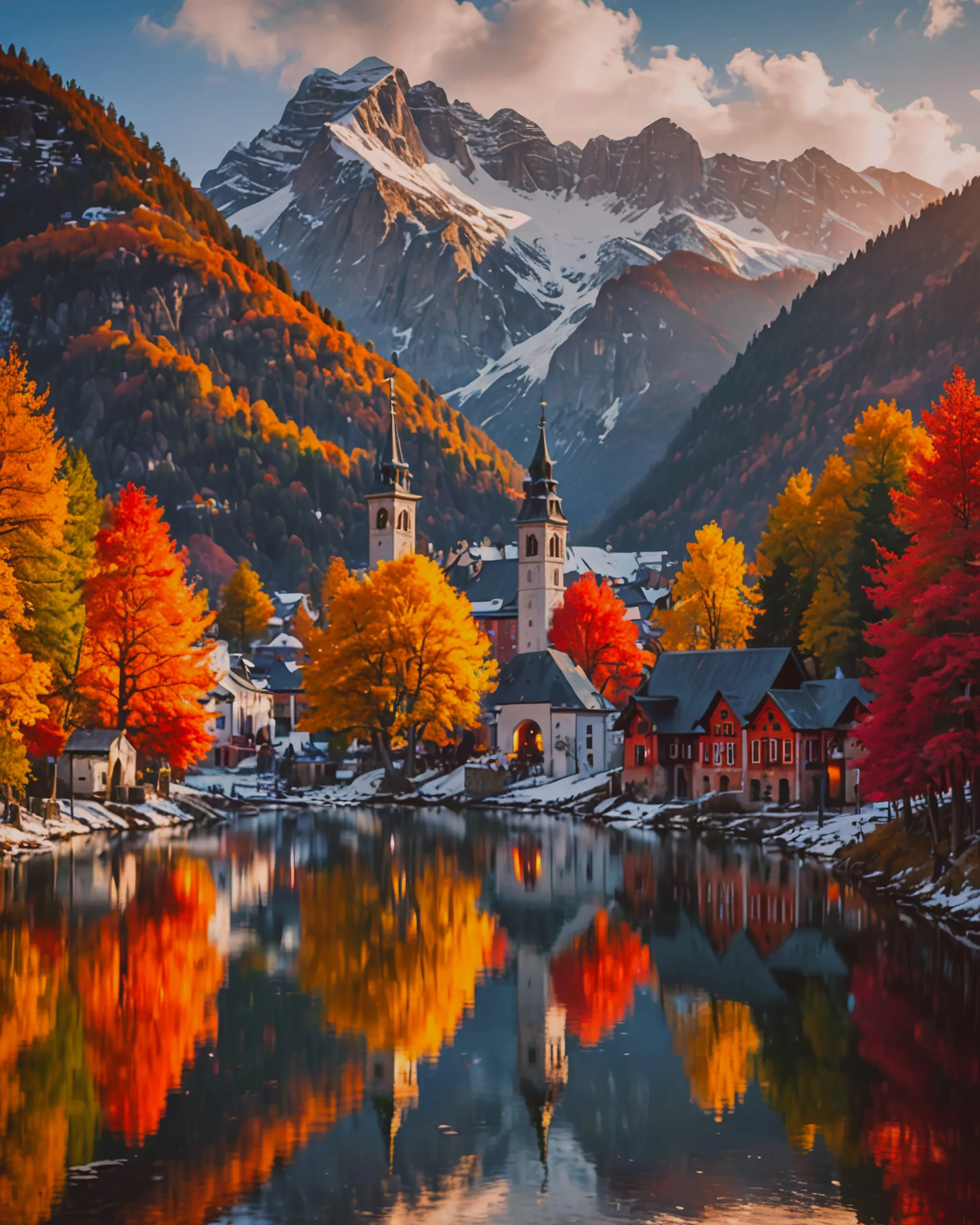 A serene lake during autumn - Free AI Photo Generator - starryai