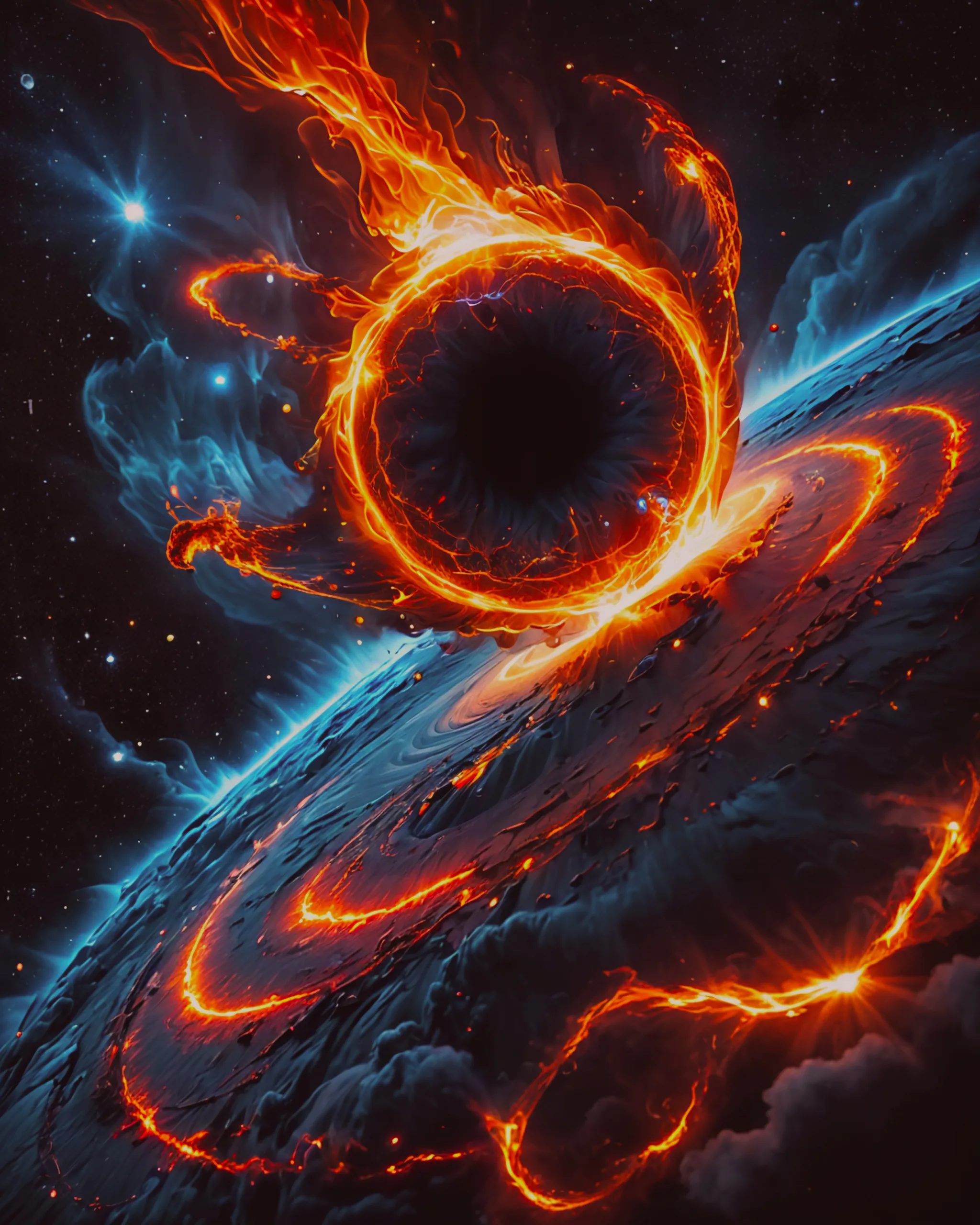 Light fighting a black hole - Free AI Photo Generator - starryai
