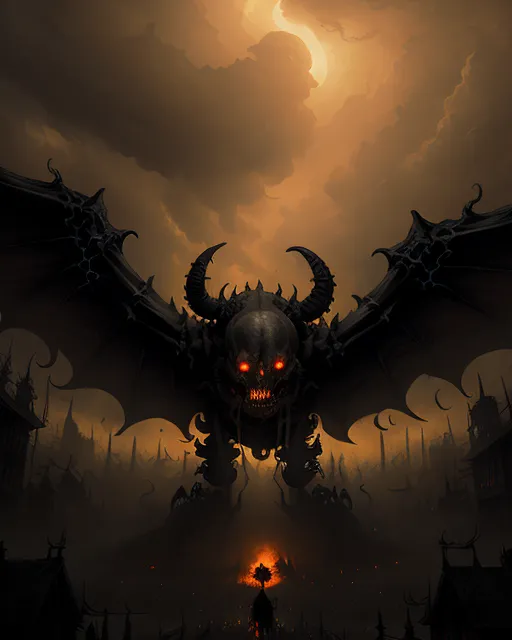 A giant creepy skeletal monster - Free AI Photo Generator - starryai