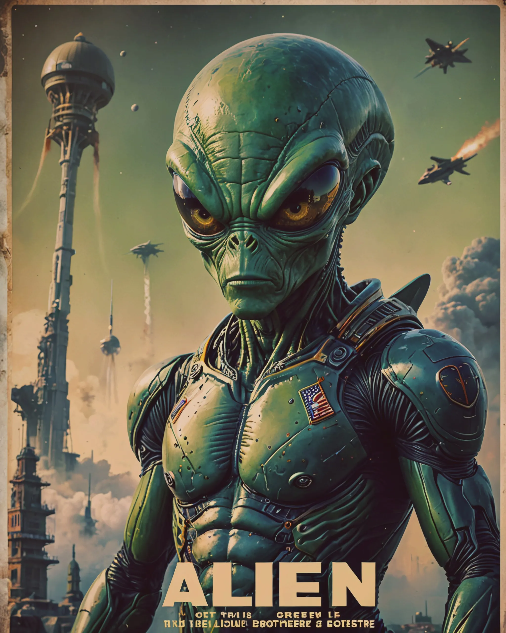 Alien propaganda poster - Free AI Photo Generator - starryai