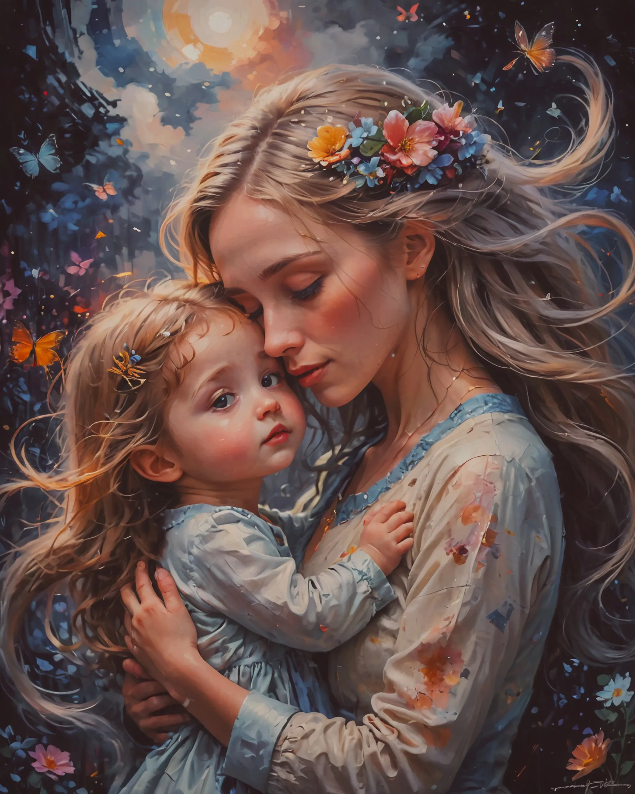 mother child reunion only a away - Free AI Photo Generator - starryai