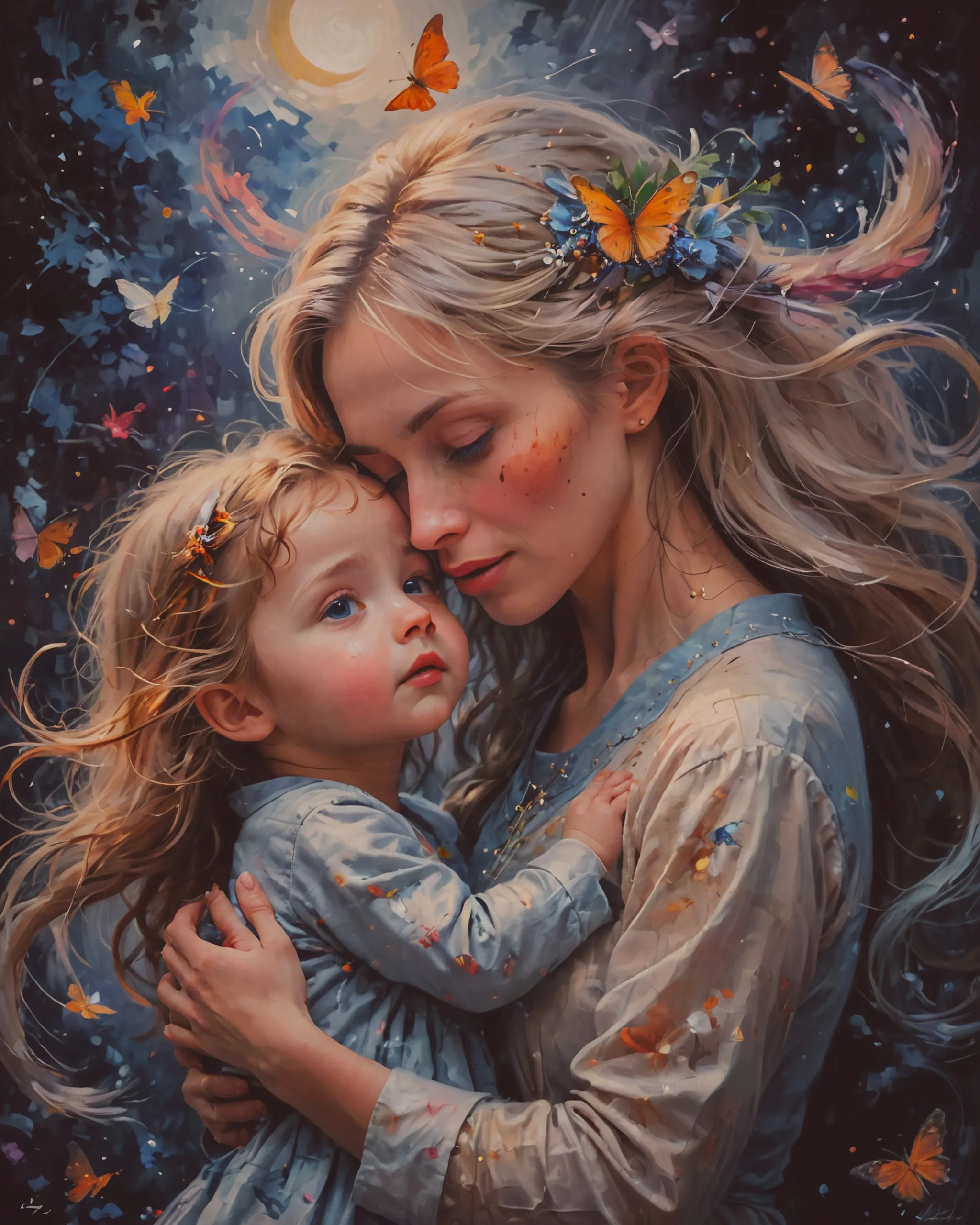 mother child reunion only a away - Free AI Photo Generator - starryai